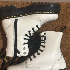 Dr. martens white combat boots - size 5